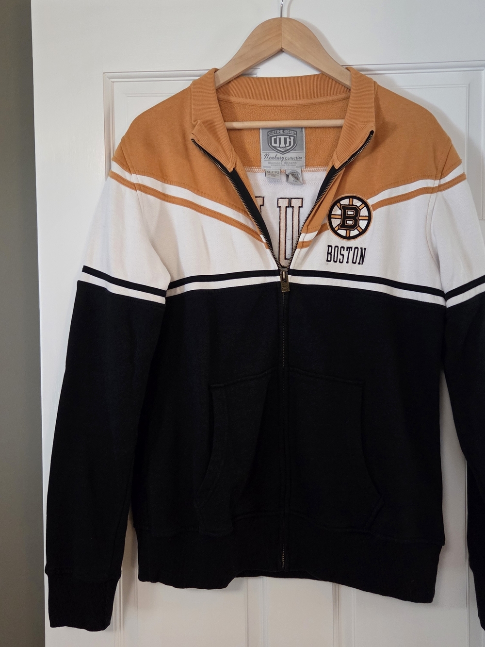 Old Time Hockey Boston Bruins Colorblock Zip-Up Jacket - Black White Gold